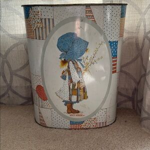 Vintage Holly Hobbie Tin Wastebasket